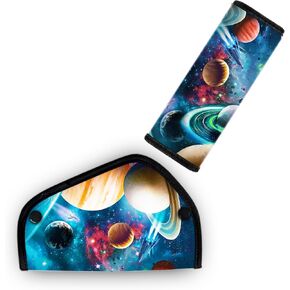 Kid's Shoulder & Belly Cushion Protective Padding - Soft Breathable Hypoallergenic Straps Cushion Cover for Booster Seat, Strollers, and High Chairs, Universe
