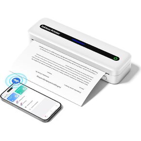 Portable Printer Wireless Bluetooth Compatible with Apple iPhone iPad Android - A4 Inkless Printer Support 8.5x11"/8.26"/4"/3"/2" Thermal Paper - Suitable for TraveL Home, Office, School, Car, Outdoor