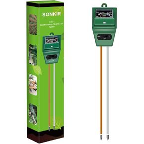 Soil pH Meter, MS02 3-in-1 Soil Moisture/Light/pH Tester Gardening Tool Kits for Plant Care, Great for Garden, Lawn, Farm, Indoor & Outdoor Use (Green)