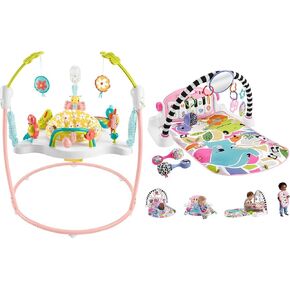 Fisher-Price Baby Activity Center Jumperoo with Music Lights Toys Infant Gift Set with Piano Gym Playmat and Maracas