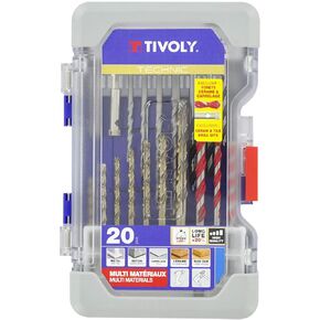 20 Pieces Drilling Mixed Set with Included Case for Applications in Wood, Metal, Masonry, Tile and Ceram