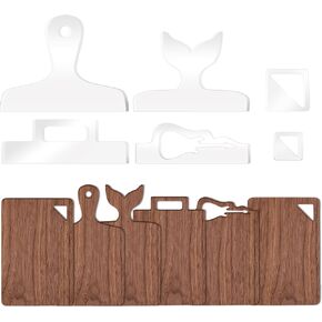 6 Pcs Router Templates, Charcuterie Board Handle Template, Acrylic Templates for Woodworking, Cutting Board Template Woodworking Tracing Stencils Guide Tool for Kitchen (Style 3)