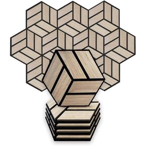 Urban Decor Acoustic Slat Wall Soundproof Foam Panels (Hexagon in Oak Color) for 3D Wood Wall Decor, Cool Room Accessories, Acoustic Insulation, Mens Room Decor, Gaming Areas, TV walls and more