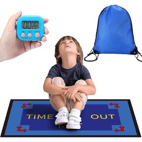 Nuanchu 3 Pcs Portable Parenting The Time Out Mat with Timer and Drawstring Bag 30 x 17 Inch Floor Seating for Time Out Chair for Toddlers, Home Calm Down Corner Rug Fosters Positive Behavior