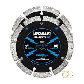 CRALY 5 Inch Super Thin Segmented Diamond Blade, 7/8 in Arbor, 5'' Diamond Stone Blade for Angle Grinder & Masonry Saw, Diamond Cutting Wheel for Cutting Concrete, Brick, Granite, Block, 2PC