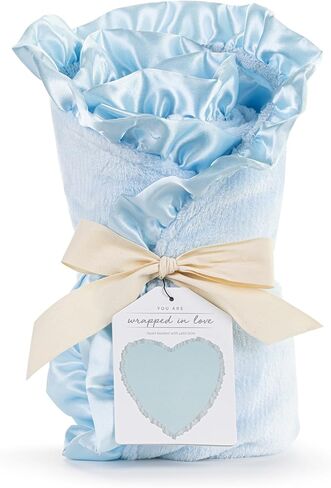 DEMDACO Wrapped in Love 43 Inch Soft Snuggly Polyester and Satin Trimmed Baby Swaddle Receiving Nursery Blanket, Heart Shaped Design, Grey in Saudi Arabia