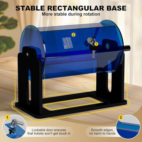 Acrylic Raffle Drum, Clear Raffle Ticket Drum Spinner Cage, Transparent Raffle Ticket Box for Lottery Games, Bingo, Raffle Balls in Kuwait