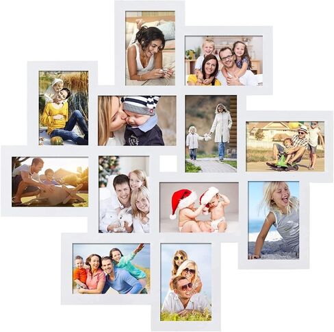 إطارات صور مجمعة عائلية من Asense 5 فتحات مقاس 4 × 6 بوصة، إطار صور خشبي معلق على الحائط، أسود in Kuwait