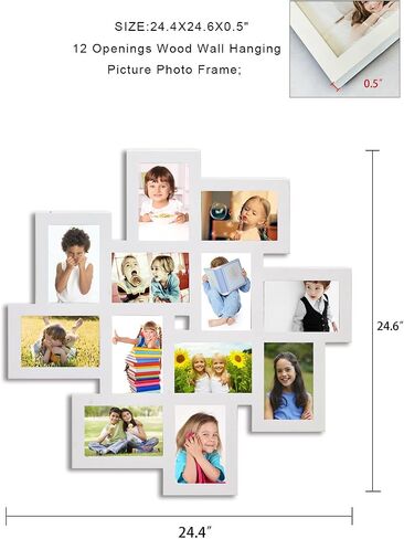 إطارات صور مجمعة عائلية من Asense 5 فتحات مقاس 4 × 6 بوصة، إطار صور خشبي معلق على الحائط، أسود in Kuwait
