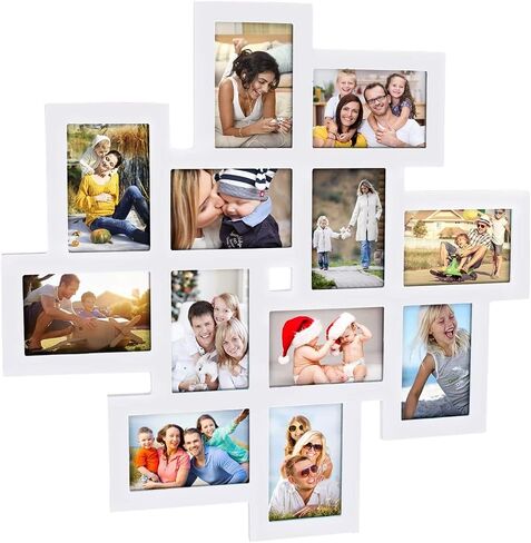 إطارات صور مجمعة عائلية من Asense 5 فتحات مقاس 4 × 6 بوصة، إطار صور خشبي معلق على الحائط، أسود in Kuwait