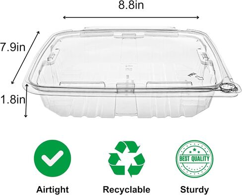 64 oz RPET Clear Hinged Lid Tamper Evident Container – 134 Pcs in Saudi Arabia