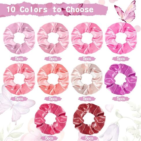 yinkin 50 مجموعات الفراشة استحمام الطفل FAVORS for Girl ، وتشمل روابط الشعر الوردي scrunchies butterfly شكرا لك رسالة in Kuwait