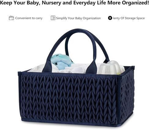 MOMIGO Baby Diaper Caddy Organizer - Fahion Mahua Water-resistent Nursery Storage Basket for Diapers and Baby Wipes, Diaper Stacker Car Organizer, newborn nursery Gift (Purple) in Kuwait