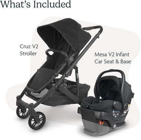 UPPAbaby Travel System, Includes Cruz V2 Stroller + Mesa V2 Car Seat Combo/Toddler Seat, Bumper Bar, Bug Shield, Rain Shield, Car Seat, Base + Robust Infant Insert Included/Jake (Charcoal) in Saudi Arabia