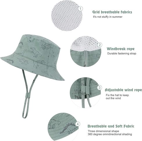 Baby Sun Hat Toddler Summer UPF 50+ Sun Protection Baby Boy Girls Hats Beach Hats Wide Brim Adjustable Bucket Hat in Saudi Arabia