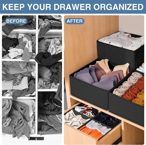 Criusia Drawer Organizer for Clothing, 12 Pack Sock Underwear Drawer Organizer Bins, Foldable Fabric Closet Organizers and Storage, Dresser Drawer Dividers for Baby Clothes, Bra, Scarves, Belt, Tie in Kuwait