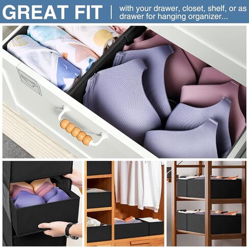 Criusia Drawer Organizer for Clothing, 12 Pack Sock Underwear Drawer Organizer Bins, Foldable Fabric Closet Organizers and Storage, Dresser Drawer Dividers for Baby Clothes, Bra, Scarves, Belt, Tie in Kuwait