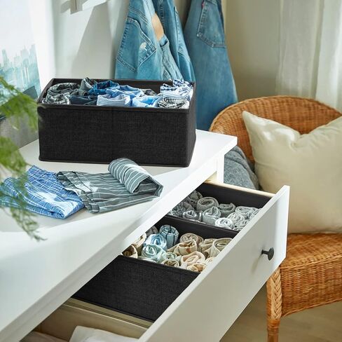 Criusia Drawer Organizer for Clothing, 12 Pack Sock Underwear Drawer Organizer Bins, Foldable Fabric Closet Organizers and Storage, Dresser Drawer Dividers for Baby Clothes, Bra, Scarves, Belt, Tie in Kuwait