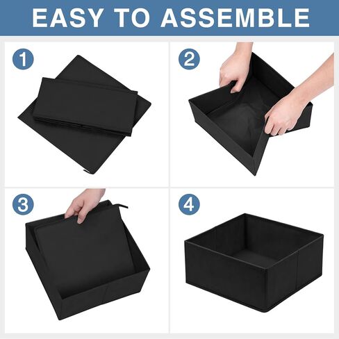 Criusia Drawer Organizer for Clothing, 12 Pack Sock Underwear Drawer Organizer Bins, Foldable Fabric Closet Organizers and Storage, Dresser Drawer Dividers for Baby Clothes, Bra, Scarves, Belt, Tie in Kuwait