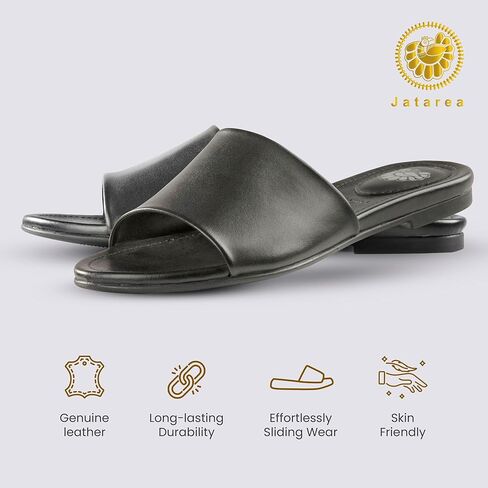 JATAREA Women’s Slip-On Flat Sandals with Round Open Toe | Dressy Summer Slides for Women in Kuwait