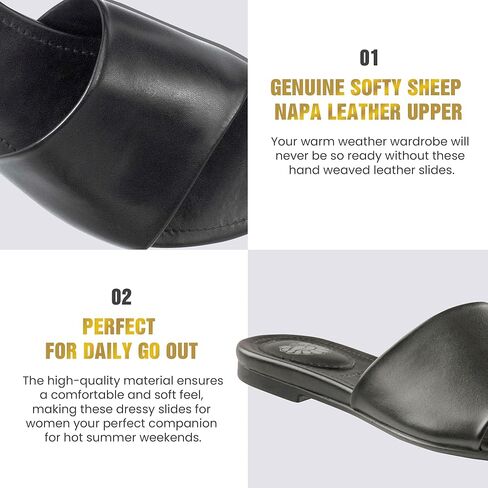 JATAREA Women’s Slip-On Flat Sandals with Round Open Toe | Dressy Summer Slides for Women in Kuwait