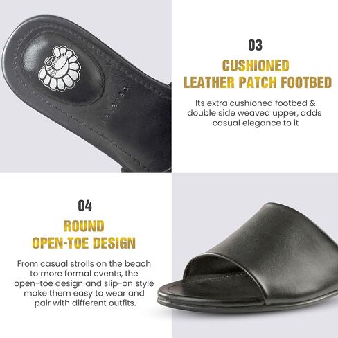 JATAREA Women’s Slip-On Flat Sandals with Round Open Toe | Dressy Summer Slides for Women in Kuwait