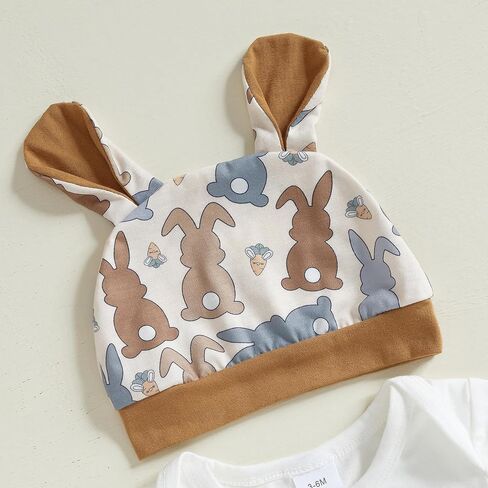 Ledy Champswiin Easter Baby Outfit Infant Boy Girl Short Sleeve Romper Newborn Bunny Pant My 1st Easter Clothes Set with Hat in Saudi Arabia