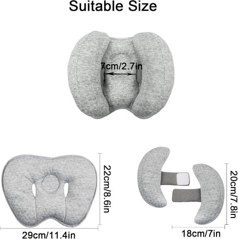 Upgrade 2 in 1 Baby Travel Pillow - Banana Shape Adjustable Baby Neck Head Support Car Seat Insert Pillow for Kids,Headrest Pillows for Cars, Gray in Saudi Arabia