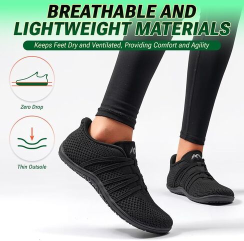 Sosenfer Women's Wide Toe Box Minimalist Barefoot Shoes Hands Free Slip On Sneakers Knit Zero Drop Sole Walking Shoes in Saudi Arabia