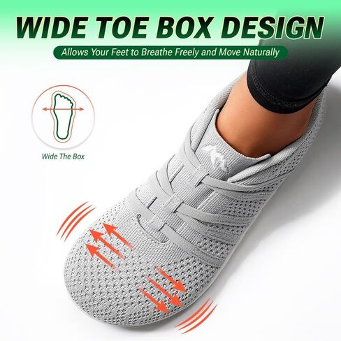 Sosenfer Women's Wide Toe Box Minimalist Barefoot Shoes Hands Free Slip On Sneakers Knit Zero Drop Sole Walking Shoes in Saudi Arabia