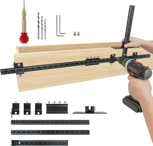 PRO Cabinet Hardware Jig, 32-inch Detachable Cabinet Handle Jig with Auto Center Punch, Aluminum Alloy Cabinet Handle Template Drill Guide, Cabinet Pull Jig for Handle Knob Pull, Drawer/Door in Saudi Arabia