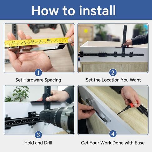PRO Cabinet Hardware Jig, 32-inch Detachable Cabinet Handle Jig with Auto Center Punch, Aluminum Alloy Cabinet Handle Template Drill Guide, Cabinet Pull Jig for Handle Knob Pull, Drawer/Door in Saudi Arabia