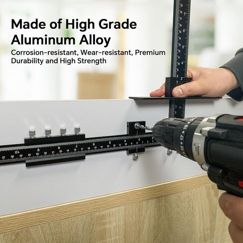 PRO Cabinet Hardware Jig, 32-inch Detachable Cabinet Handle Jig with Auto Center Punch, Aluminum Alloy Cabinet Handle Template Drill Guide, Cabinet Pull Jig for Handle Knob Pull, Drawer/Door in Saudi Arabia