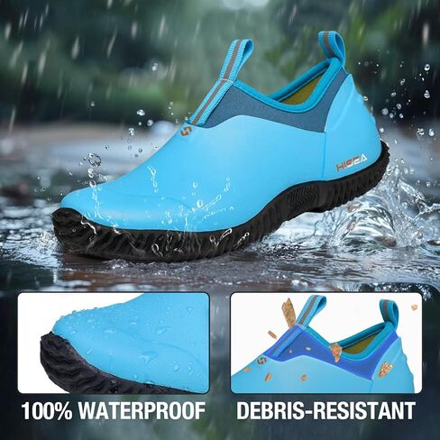 HISEA Waterproof Garden Shoes for Women Neoprene Slip-On Rubber Rain Footwear Short Ankle Booties in Saudi Arabia