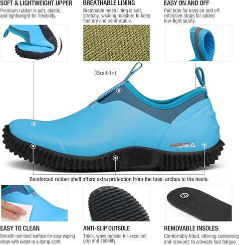 HISEA Waterproof Garden Shoes for Women Neoprene Slip-On Rubber Rain Footwear Short Ankle Booties in Saudi Arabia
