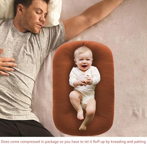 Baby Lounger for Newborn,Baby Lounger for Newborn Cosleeping for Baby in Bed,100% Cotton Soft & Washable Baby Lounger for 0-24 Months Boys & Girls,Coffee in Saudi Arabia