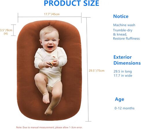 Baby Lounger for Newborn,Baby Lounger for Newborn Cosleeping for Baby in Bed,100% Cotton Soft & Washable Baby Lounger for 0-24 Months Boys & Girls,Coffee in Saudi Arabia