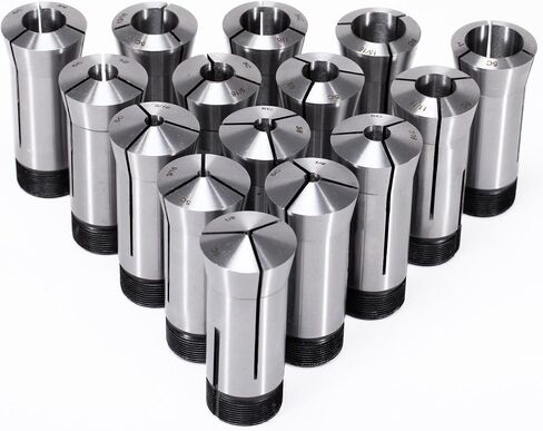 Precision 5C Collet Set, 15pcs, 1/8" to 1", Carbon Steel, Mill Collet Set, 0.0006" TIR, for Milling, Lathe & Grinding Machines in Saudi Arabia