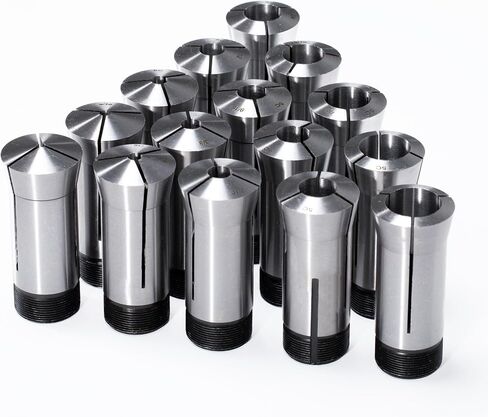 Precision 5C Collet Set, 15pcs, 1/8" to 1", Carbon Steel, Mill Collet Set, 0.0006" TIR, for Milling, Lathe & Grinding Machines in Saudi Arabia