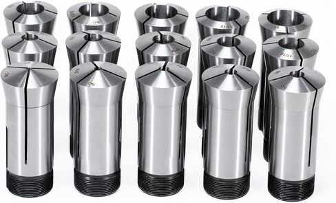 Precision 5C Collet Set, 15pcs, 1/8" to 1", Carbon Steel, Mill Collet Set, 0.0006" TIR, for Milling, Lathe & Grinding Machines in Saudi Arabia
