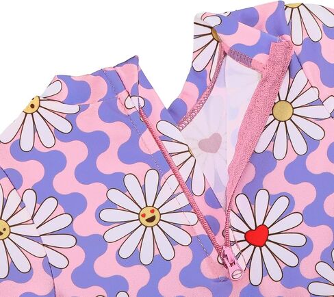 Baby/Toddler Girls Swimsuit Long Sleeve One-Piece Bathing Suit with Snaps Rash Guard for Kids UPF 50+ Swimwear and Hat in Saudi Arabia