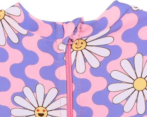 Baby/Toddler Girls Swimsuit Long Sleeve One-Piece Bathing Suit with Snaps Rash Guard for Kids UPF 50+ Swimwear and Hat in Saudi Arabia