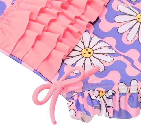 Baby/Toddler Girls Swimsuit Long Sleeve One-Piece Bathing Suit with Snaps Rash Guard for Kids UPF 50+ Swimwear and Hat in Saudi Arabia