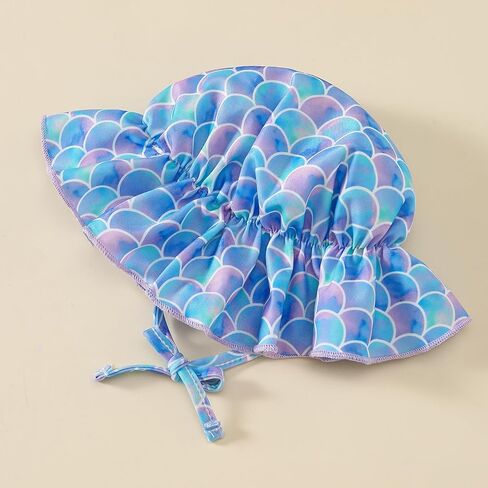 Toddler Girls Swimsuit with Hat Ruffle Stripe Swimwear Summer Beach Bathing Suit 6M-4T in Kuwait