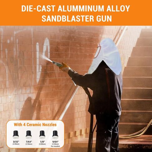 20 Gallon Sandblaster, 60-110 Psi Pressure Air Sand Blasting Kit, Portable Abrasive Blaster with 4 Ceramic Nozzles & Oil-Water Separator for Paint, Stain, Rust Removal in Saudi Arabia