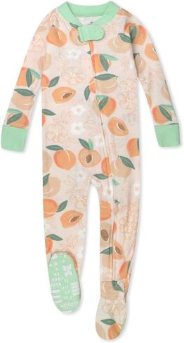 HonestBaby Non-Slip Footed Pajamas One-Piece Sleeper Zip-Front Pjs 100% Organic Cotton for Baby Girls in Saudi Arabia