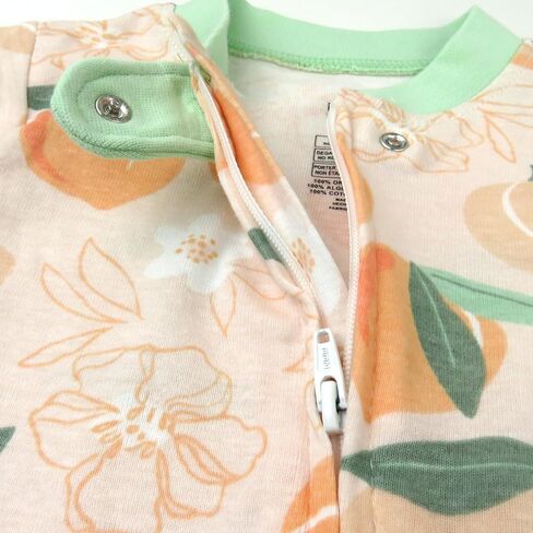 HonestBaby Non-Slip Footed Pajamas One-Piece Sleeper Zip-Front Pjs 100% Organic Cotton for Baby Girls in Saudi Arabia