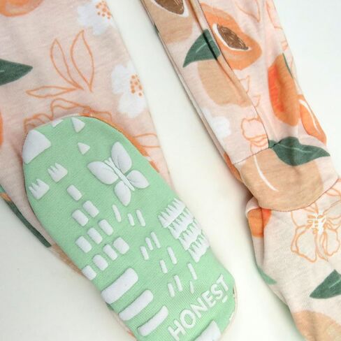 HonestBaby Non-Slip Footed Pajamas One-Piece Sleeper Zip-Front Pjs 100% Organic Cotton for Baby Girls in Saudi Arabia