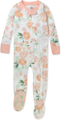 HonestBaby Non-Slip Footed Pajamas One-Piece Sleeper Zip-Front Pjs 100% Organic Cotton for Baby Girls in Saudi Arabia