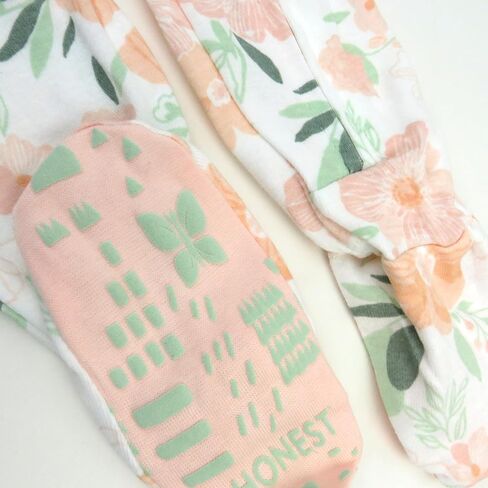 HonestBaby Non-Slip Footed Pajamas One-Piece Sleeper Zip-Front Pjs 100% Organic Cotton for Baby Girls in Saudi Arabia